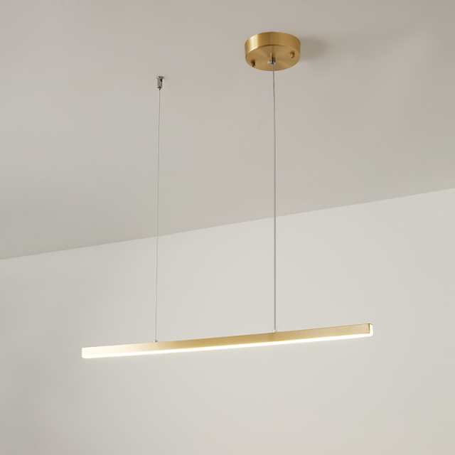 Modern LED Linear Ceiling Light in Brass Hanging Pendant for Restaurant /Kitchen