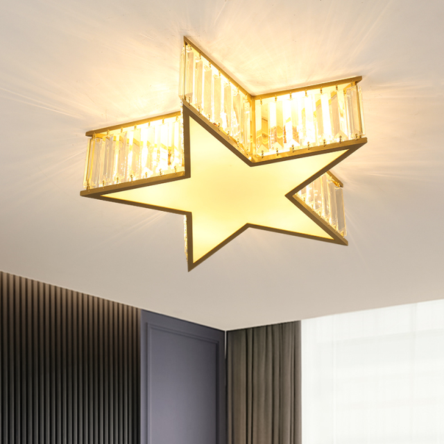 Glam Simplicity Star Shape 5-Light LED Crystal Shade Flush Mount Ceiling Light