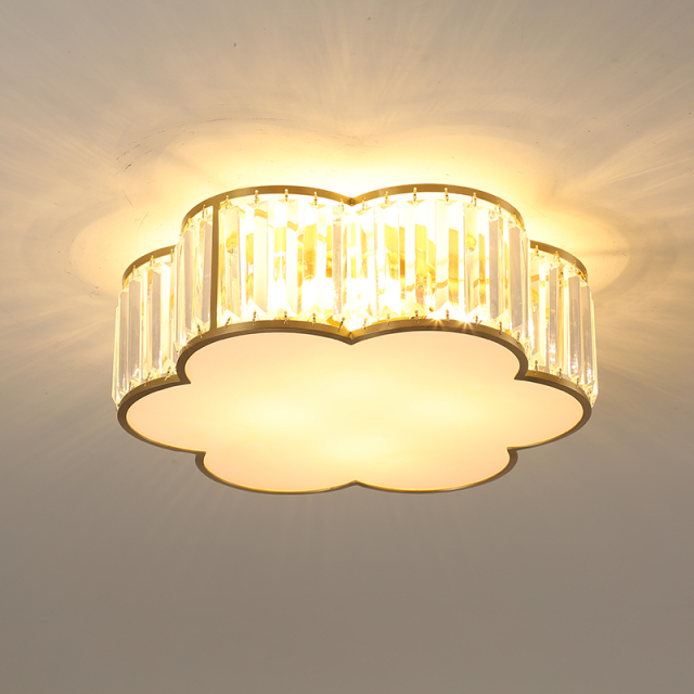 Glam Modern Flower Shape 4-Light LED Crystal Shade Flush Mount Ceiling Light