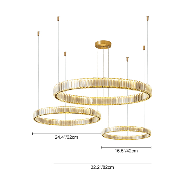 Combination Luxurious Glam Modern LED Circle Round Pendant Lighting in Crystal Shade