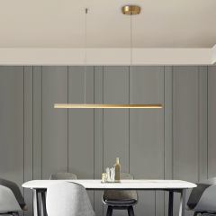 Modern LED Linear Ceiling Light in Brass Hanging Pendant for Restaurant /Kitchen