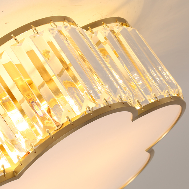 Glam Modern Flower Shape 4-Light LED Crystal Shade Flush Mount Ceiling Light