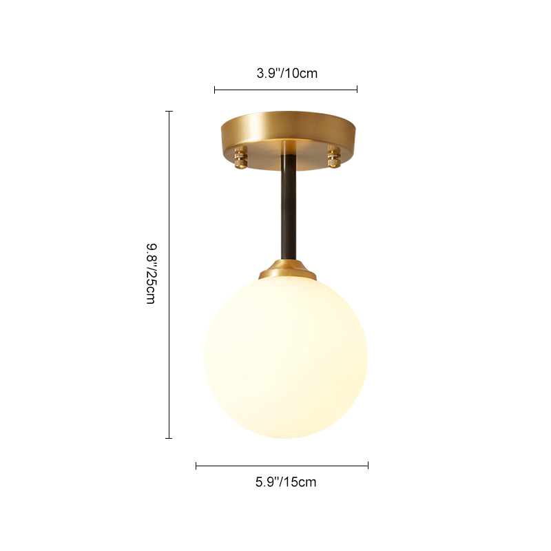 Minimalist Modern Single Brass Light Ceiling Light Glass Globe for Kitchen Hallway