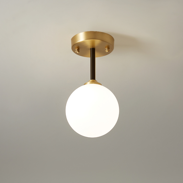 Minimalist Modern Single Brass Light Ceiling Light Glass Globe for Kitchen Hallway