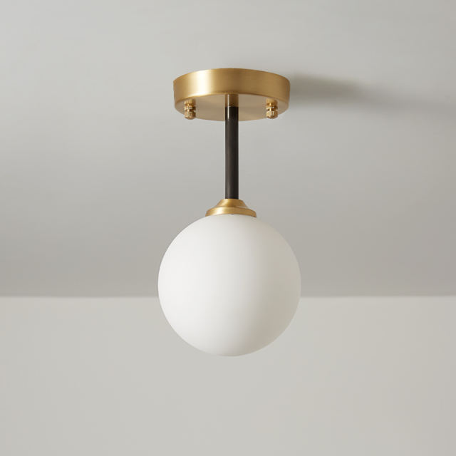 Minimalist Modern Single Brass Light Ceiling Light Glass Globe for Kitchen Hallway