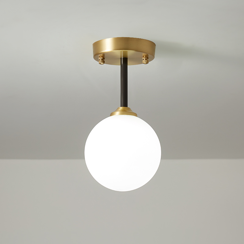 Minimalist Modern Single Brass Light Ceiling Light Glass Globe for Kitchen Hallway