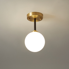 Minimalist Modern Single Brass Light Ceiling Light Glass Globe for Kitchen Hallway