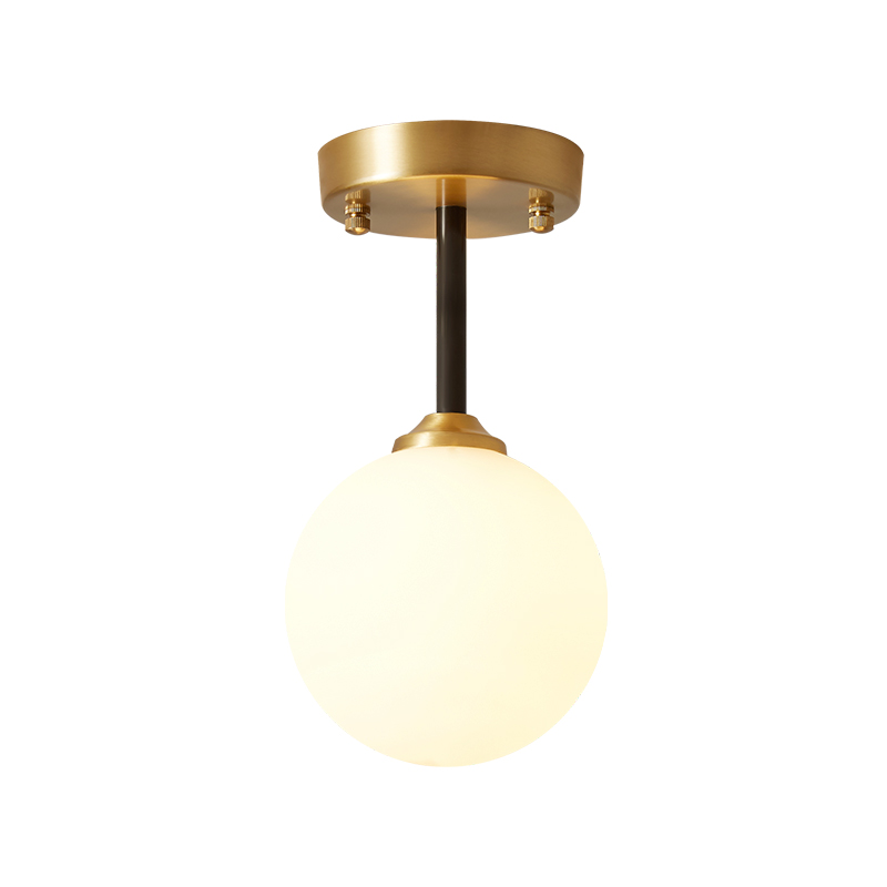Minimalist Modern Single Brass Light Ceiling Light Glass Globe for Kitchen Hallway