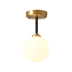 Minimalist Modern Single Brass Light Ceiling Light Glass Globe for Kitchen Hallway