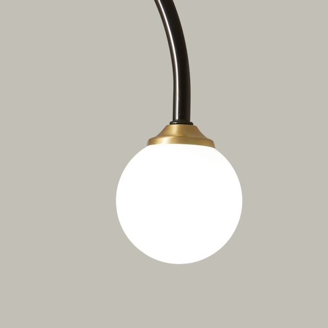 Modern Simple 2-Light Arched Brass Ceiling Light Hanging Light with Glass Globes