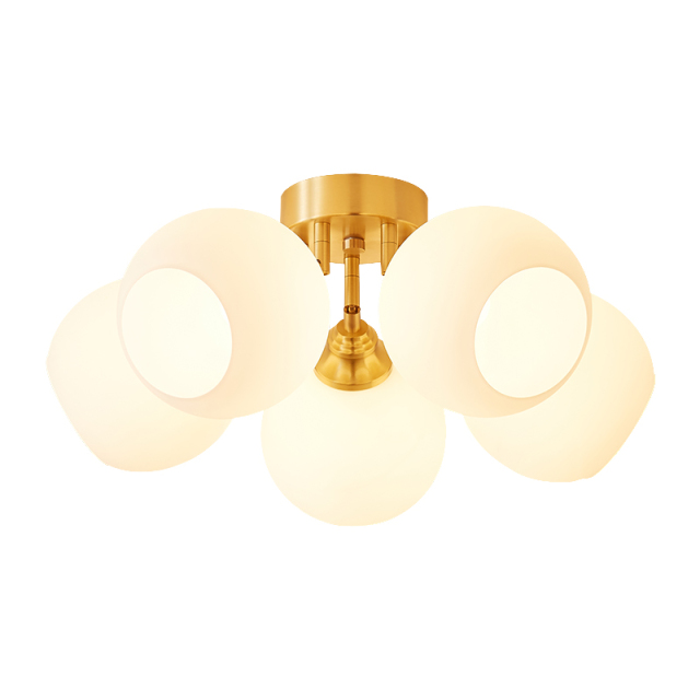 Retro Contemporary Frosted 5-Light Open Glass Bubble Flush Mount Ceiling Light in Twined Arm for Living Room/Bedroom