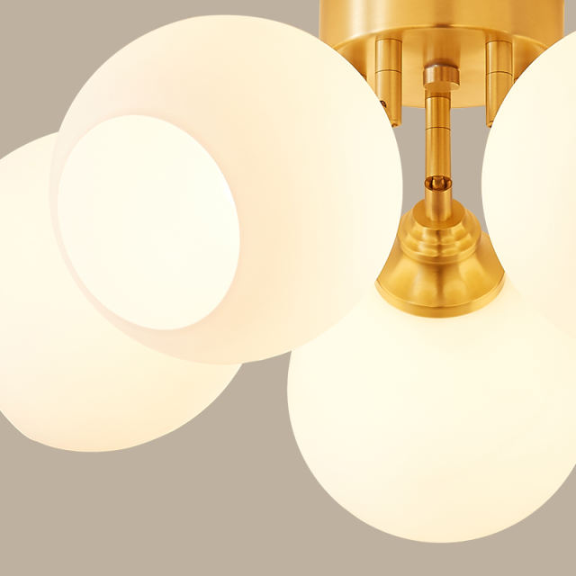 Retro Contemporary Frosted 5-Light Open Glass Bubble Flush Mount Ceiling Light in Twined Arm for Living Room/Bedroom
