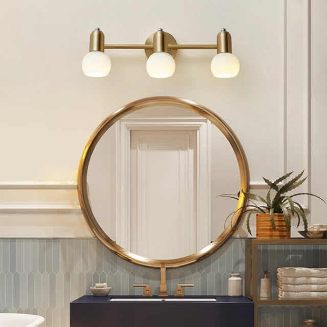 3-Light Bathroom Vanity Light Modern Globe Wall Sconces with Round Canopy
