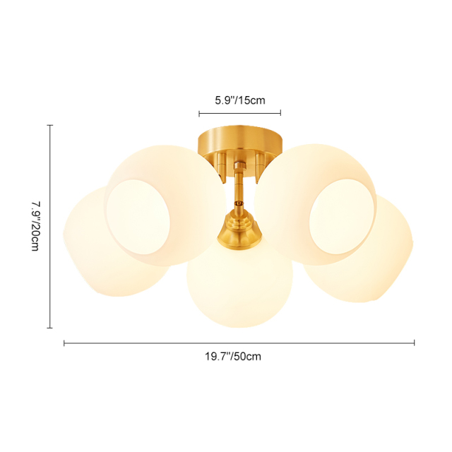 Retro Contemporary Frosted 5-Light Open Glass Bubble Flush Mount Ceiling Light in Twined Arm for Living Room/Bedroom