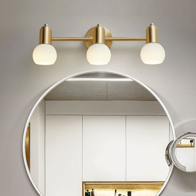 3-Light Bathroom Vanity Light Modern Globe Wall Sconces with Round Canopy