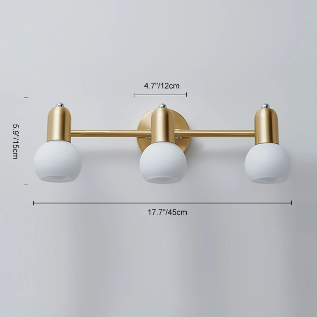 3-Light Bathroom Vanity Light Modern Globe Wall Sconces with Round Canopy