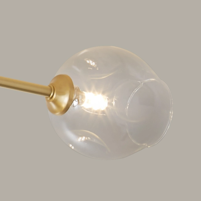 Modern 6 Light Sputnik Open Glass Shade Flush Mount Ceiling Light in Brass