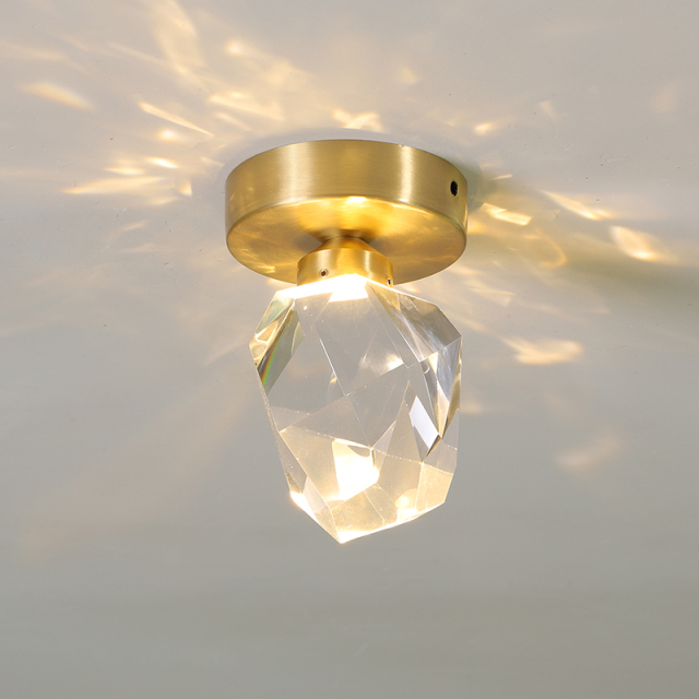 Minimalist LED Surface Semi-Flush Mount Ceiling Light with Clear Diamond Crystal Shade