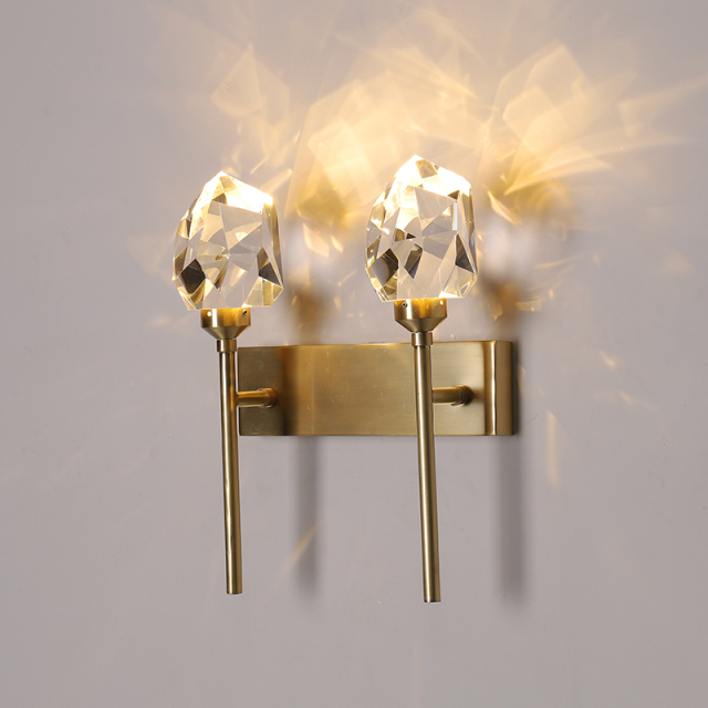 Modern Chic Brass 2-Light Needle LED Wall Sconce with Crystal Shade