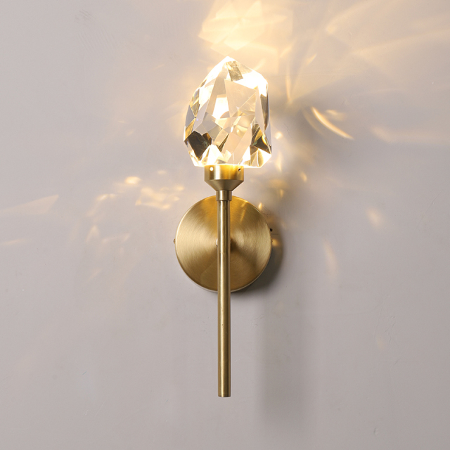 Modern Chic Single Brass LED Light Needle Wall Sconce with Crystal Shade