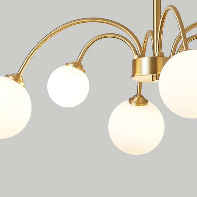 Modern Glam 6 Light Polished Brass with Swirl Glass Chandelier for Living Room Dining Room