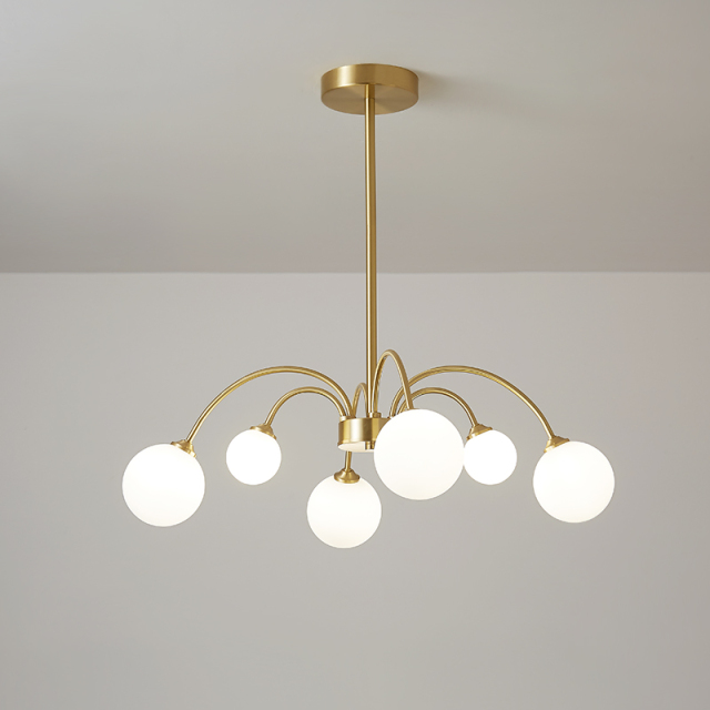 Modern Glam 6 Light Polished Brass with Swirl Glass Chandelier for Living Room Dining Room