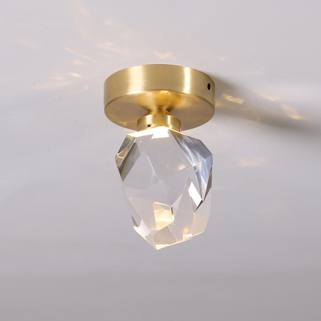 Minimalist LED Surface Semi-Flush Mount Ceiling Light with Clear Diamond Crystal Shade