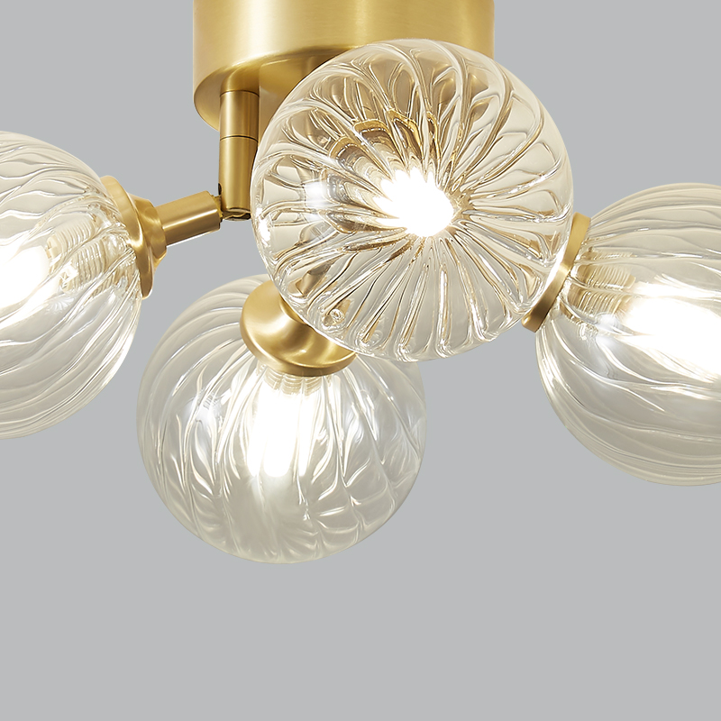 Retro Modern Bubble Flush Mount Ceiling Light Glass 4 Lights with Twined Arm