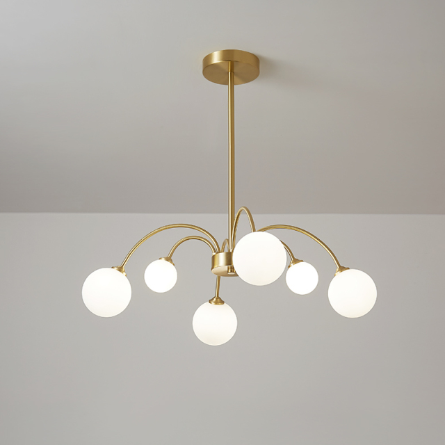 Modern Glam 6 Light Polished Brass with Swirl Glass Chandelier for Living Room Dining Room