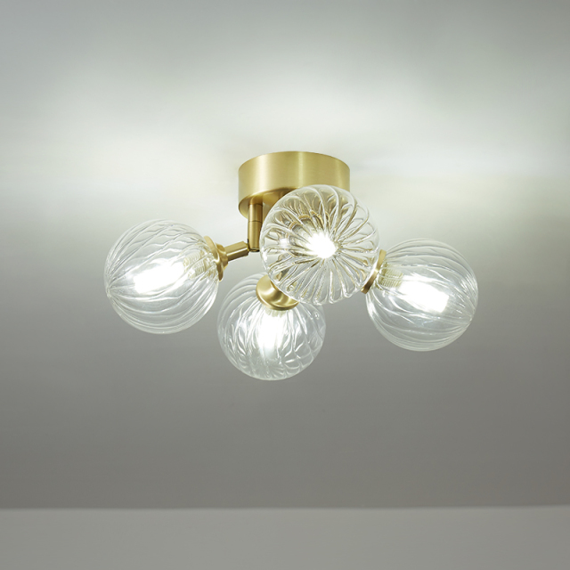 Retro Modern Bubble Flush Mount Ceiling Light Glass 4 Lights with Twined Arm