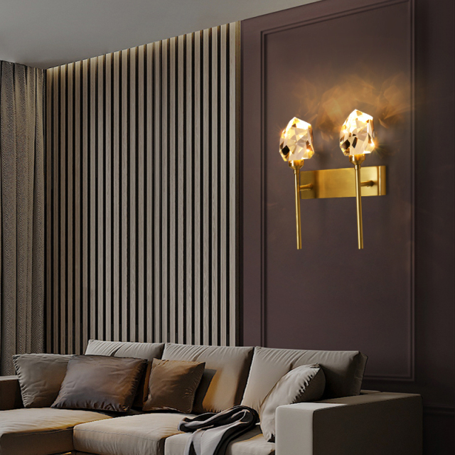 Modern Chic Brass 2-Light Needle LED Wall Sconce with Crystal Shade