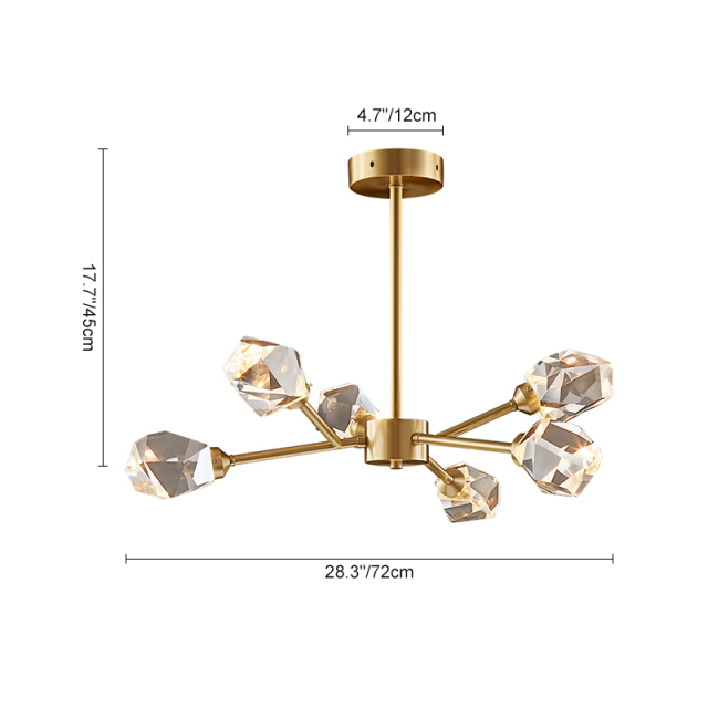 Contemporary LED Sputnik Crystal Shade Brass Chandelier for Living Room Dining Room