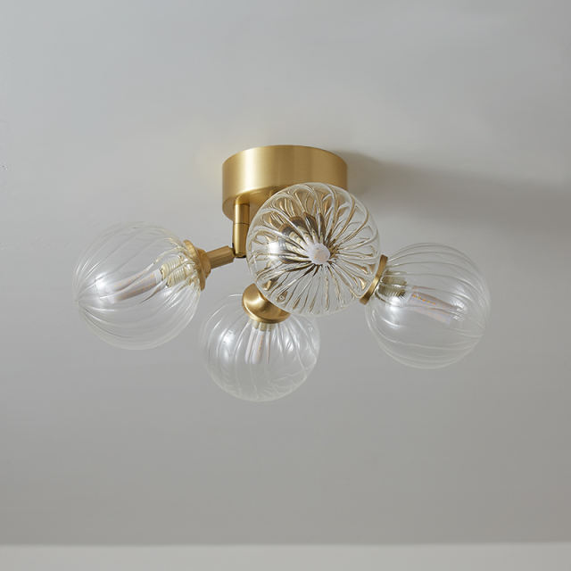 Retro Modern Bubble Flush Mount Ceiling Light Glass 4 Lights with Twined Arm