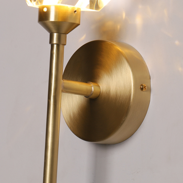 Modern Chic Single Brass LED Light Needle Wall Sconce with Crystal Shade