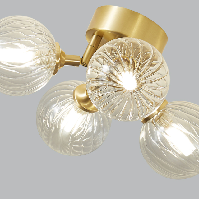 Retro Modern Bubble Flush Mount Ceiling Light Glass 4 Lights with Twined Arm