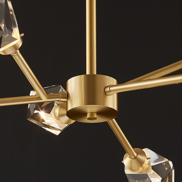 Contemporary LED Sputnik Crystal Shade Brass Chandelier for Living Room Dining Room