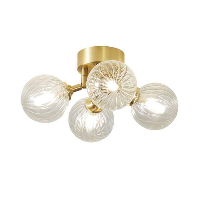Retro Modern Bubble Flush Mount Ceiling Light Glass 4 Lights with Twined Arm
