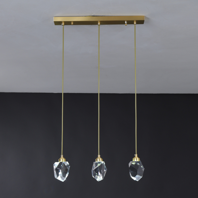 Modern 3-Light Pendant Lighting Rectangle Canopy Hanging Light with Clear Glass Shade