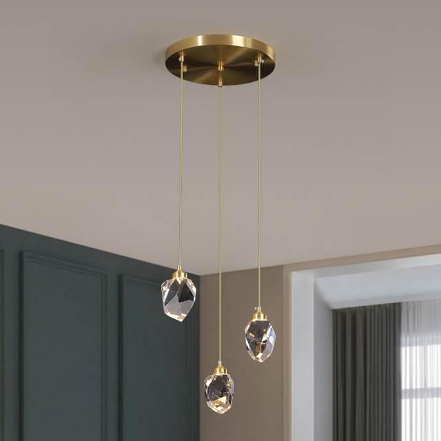 Modern 3-Light LED Dome Stairs Cluster Pendant Lighting with Clear Glass Shade