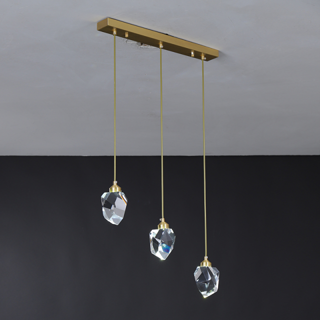 Modern 3-Light Pendant Lighting Rectangle Canopy Hanging Light with Clear Glass Shade