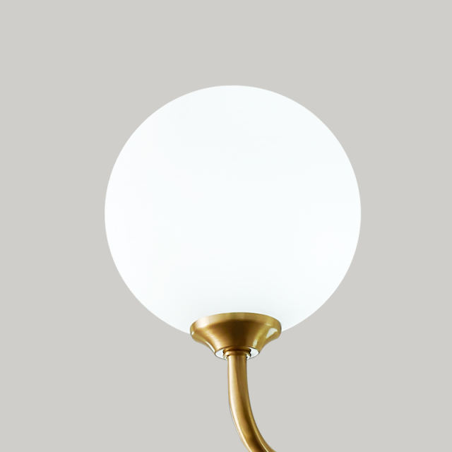 Modern Mid-century Glam 7 Light Sputnik Arms Chandelier with Glass Milk Globes for Bedroom Living Room