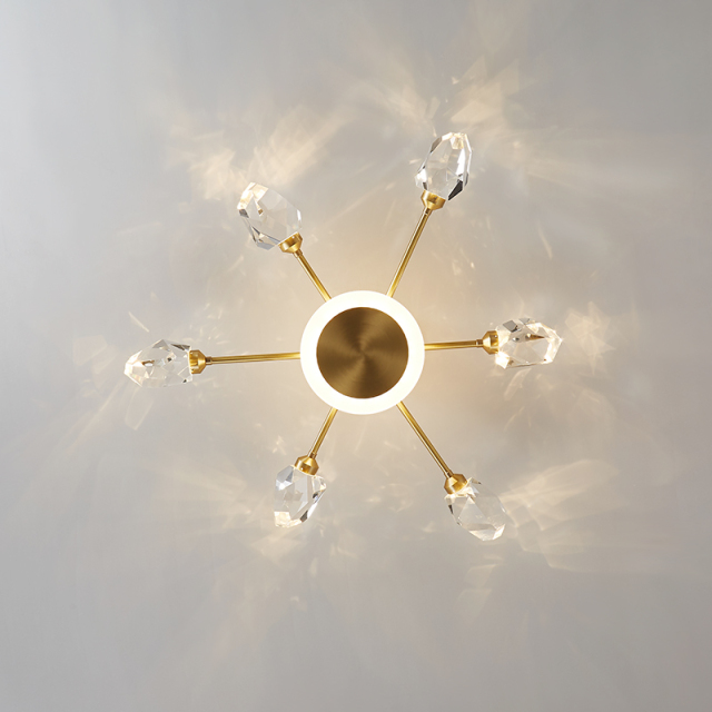 Glam 6 Light LED Sputnik Flush Mount Glass Crystal Shade Ceiling Light for Living Room Bedroom