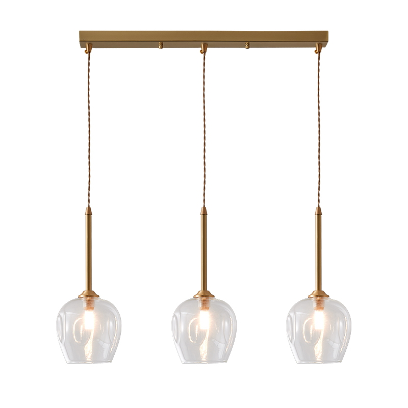 Mid-century Modern Brass 3-Light Globe Pendant Lighting for Dining Room Counter Bar