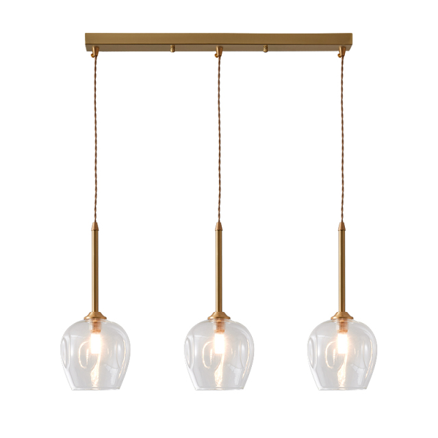 Mid-century Modern Brass 3-Light Globe Pendant Lighting for Dining Room Counter Bar