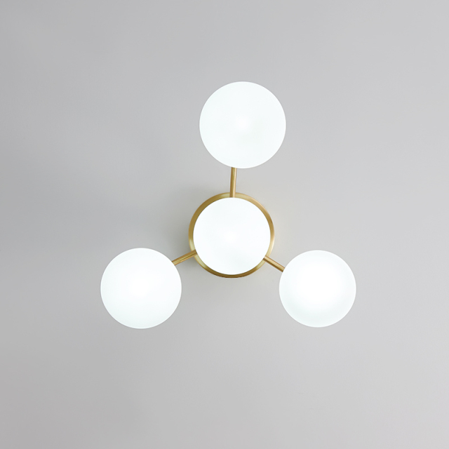Modern Swirl Unique 4 Light Flush Mount Ceiling Light with Opal Glass Globes Up and Down
