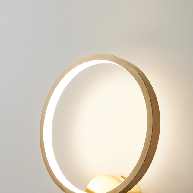 LED Single Light Bathroom Vanity Light Modern Round Circle Ring Wall Sconces with Round Canopy