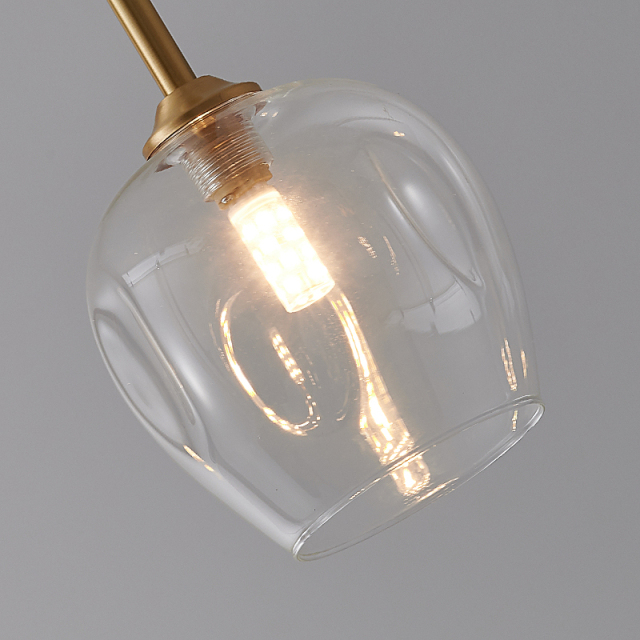 Minimalist 1 light Mini Pendant Light Geometric Clear Glass Shade Brass for Kitchen/ Restaurant