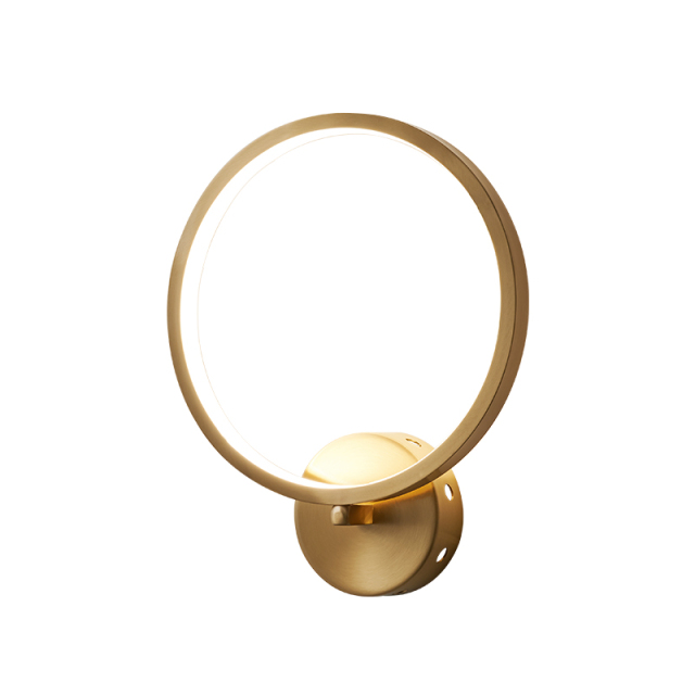 LED Single Light Bathroom Vanity Light Modern Round Circle Ring Wall Sconces with Round Canopy