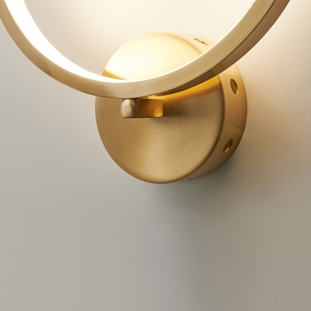 LED Single Light Bathroom Vanity Light Modern Round Circle Ring Wall Sconces with Round Canopy