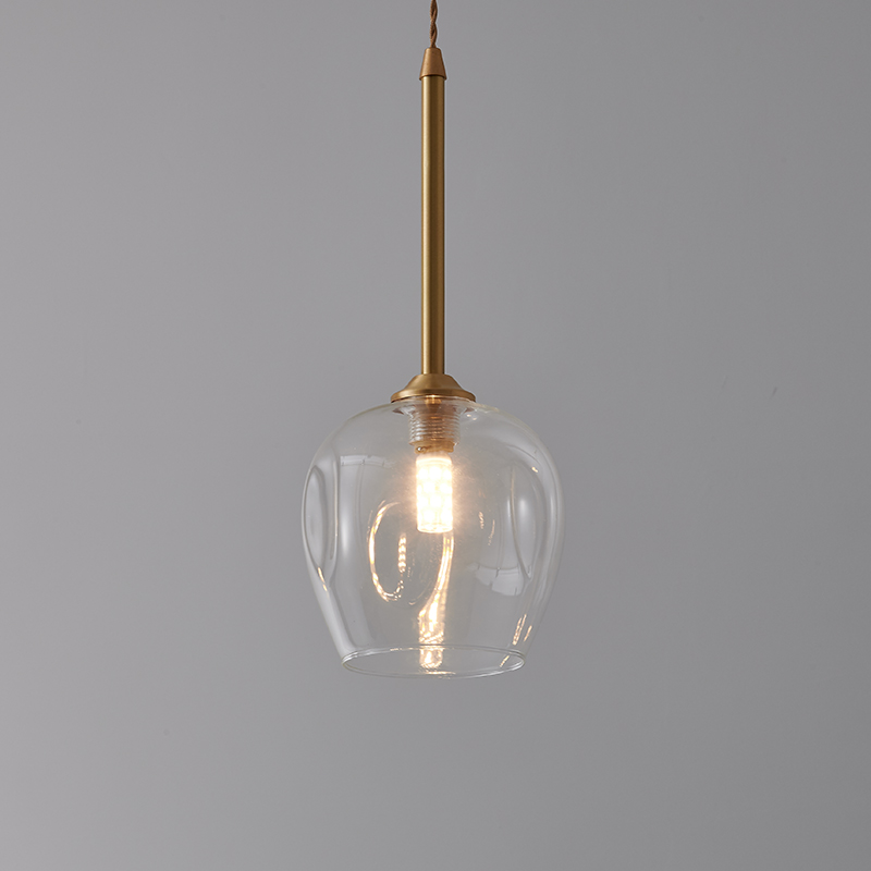 Mid-century Modern Brass 3-Light Round Canopy Pendant Lighting with Clear Glass Shade for Kitchen Island Dining Table